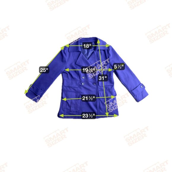 SANDRO Paris Peacoat Jacket Womens Double Breasted Purple L Butterfly Collar - Picture 2 of 7